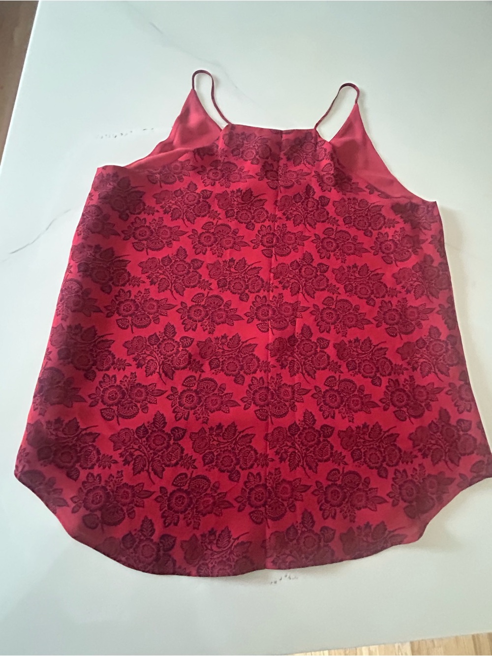 LOFT Red Floral Lace-Effect Camisole